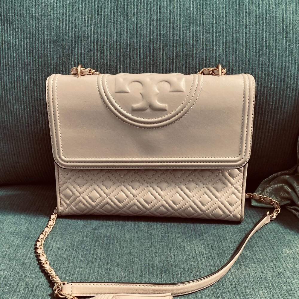 TORY BURCH SMALL FLEMING POLISHED-GRAIN CONVERTIBLE SHOULDER BAG